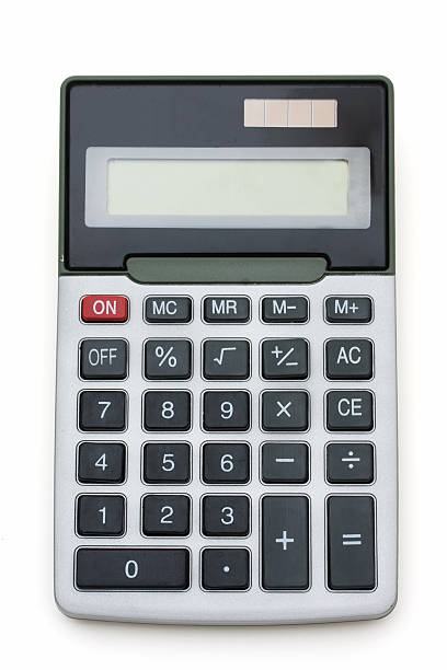 Simple calculator on white background A grey calculator isolated on a white background, calculator calculator stock pictures, royalty-free photos & images