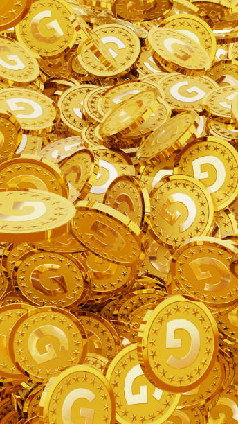 istock Rain of gold coins engraved with initial letter. 1212754200