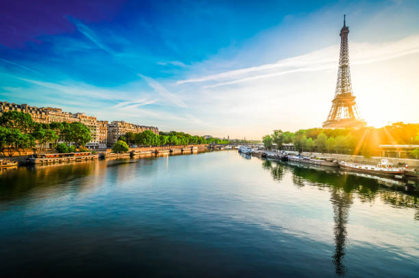 istock eiffel tour over Seine river 1212755846