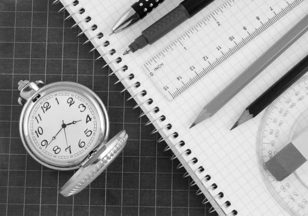 istock Office supplies on school board background 1212758299