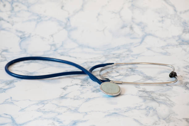 istock Medical stethoscope or phonendoscope over light blue background 1212758487