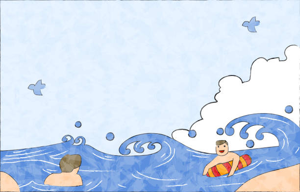 letni materiał tła, ludzie pływanie - floating on water travel backgrounds beaches travel locations stock illustrations