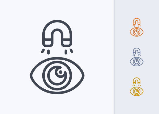 Magnet And Eyeball - Pastel Stroke Icons A professional, pixel-aligned icon designed on a 32x32 pixel grid. eye catching stock illustrations