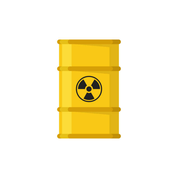 Barrel waste drum. Flat yellow illustration. Isolated vector Barrel waste drum. Flat yellow illustration. Isolated vector illustration. drum container stock illustrations