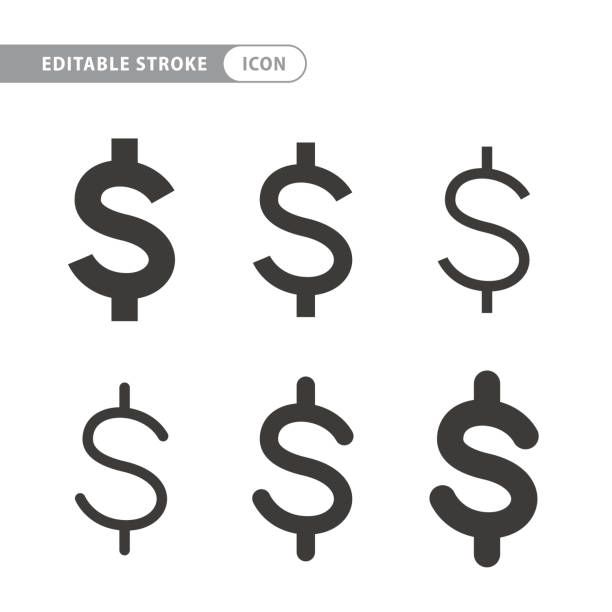 stockillustraties, clipart, cartoons en iconen met vectorbeeld van een vlak, geïsoleerd pictogramdollarteken. wisselkoersdollar. het dollarteken van verenigde staten - dollarteken