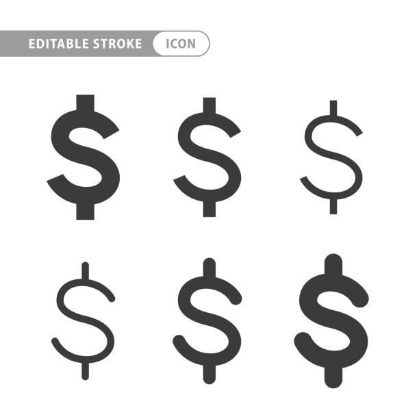 wektorowy obraz płaskiego, odizolowanego znaku dolara ikony. dolar wymiany walut. znak dolara amerykańskiego - us paper currency illustrations stock illustrations