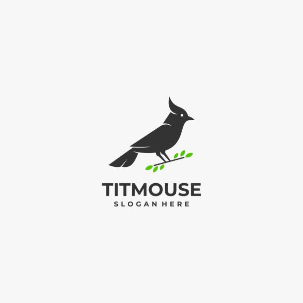 ilustrações, clipart, desenhos animados e ícones de estilo de silhueta do titmouse da ilustração do vetor. - parte do corpo animal