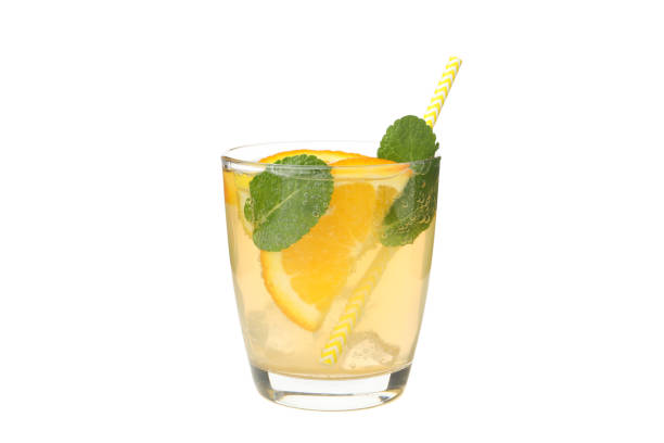 istock Glass of lemonade isolated on white background 1212777331
