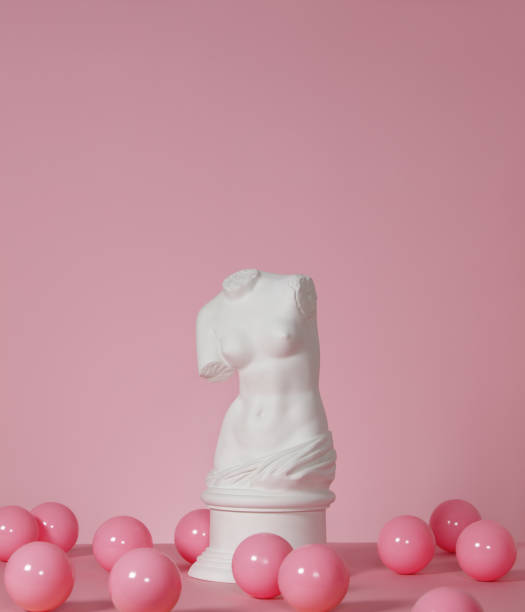 istock Plaster torso of Venus on pink background 1212779766