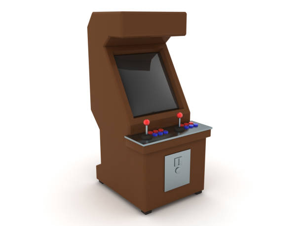 istock 3D Rendering of vintage arcade video game cabinet 1212780085