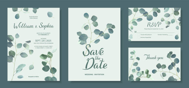 illustrations, cliparts, dessins animés et icônes de carte d’invitation de mariage - arbre de jade