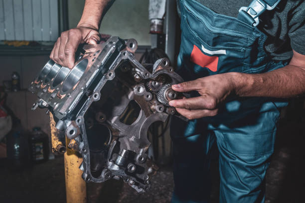 istock Car engine repair in service. Repair service. 1212781133