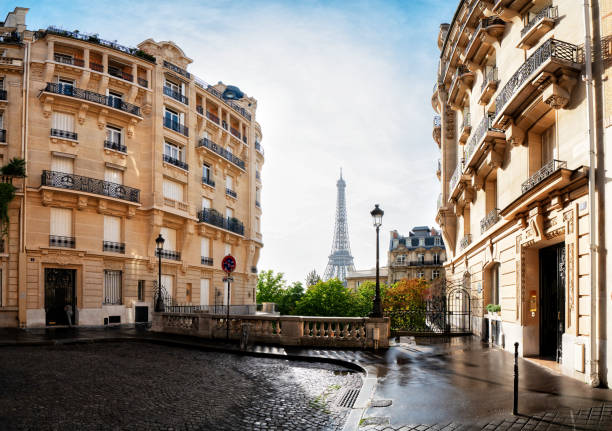istock eiffel tour and Paris street 1212782262