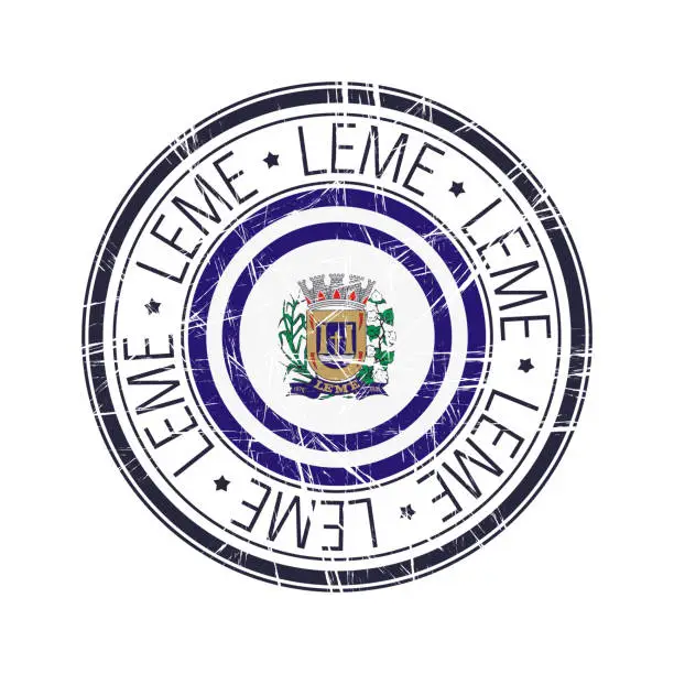 Vector illustration of City of Leme, Brazil vector stamp