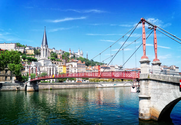 lyon, france in a beautiful summer day - st george church imagens e fotografias de stock