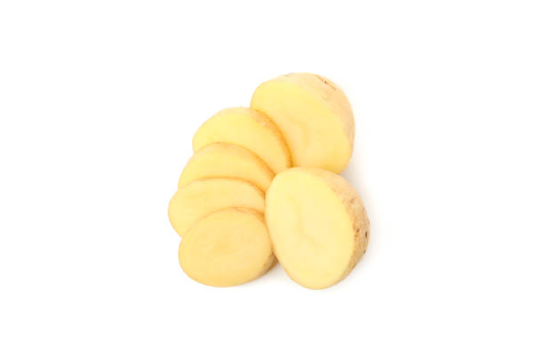 istock Ripe young potato isolated on white background 1212783516