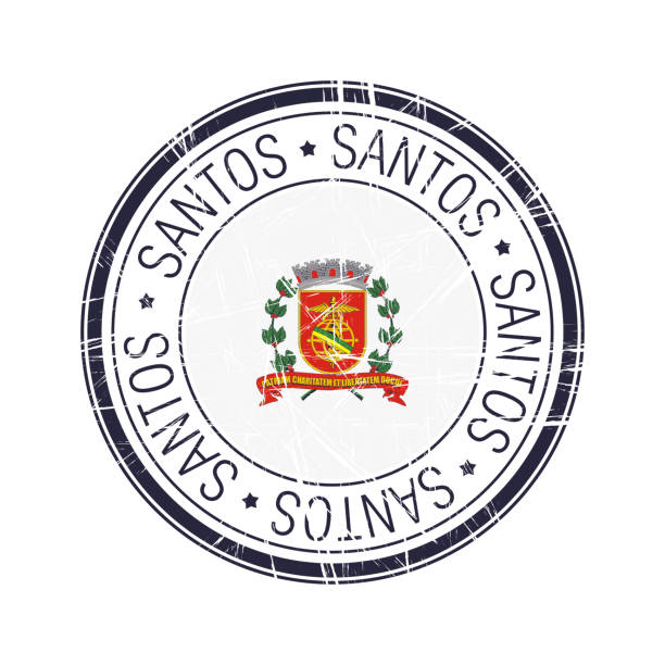 miasto santos, brazylia znaczek wektora - santos stock illustrations