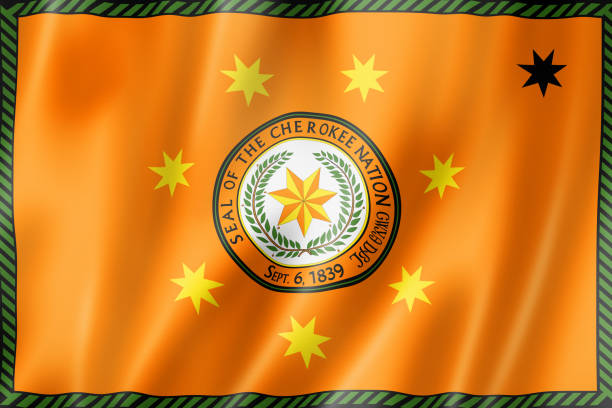Cherokee people ethnic flag, USA. 3D illustration