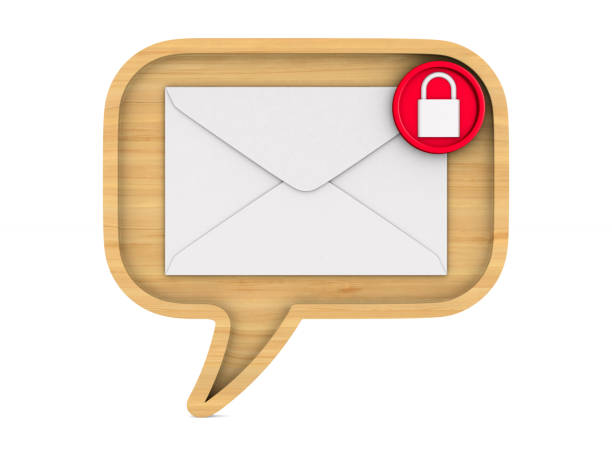 istock bubble speech and mail with lock on white background. Isolated 3D illustration 1212786030