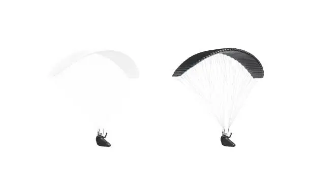 Photo of Blank blank and white paraglider with person in harness mockup