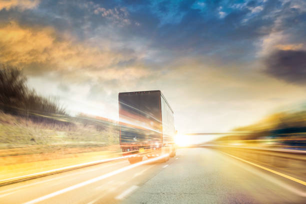 istock Lorry Traffic Transport on motorway in motion 1212788354
