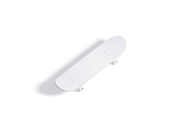 istock Blank white wood skateboard mock up, top view 1212788455