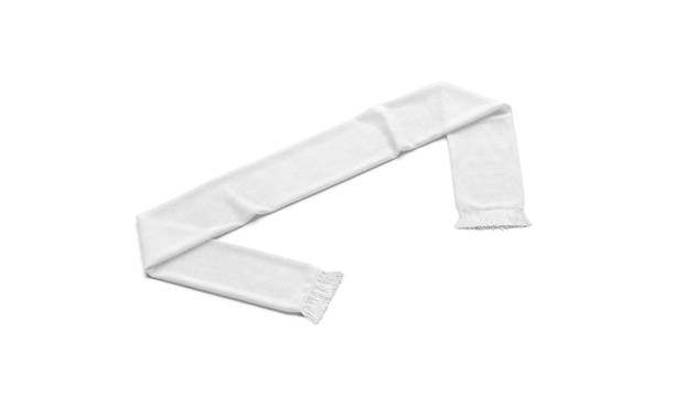 Blank white knitted soccer scarf mockup, side view