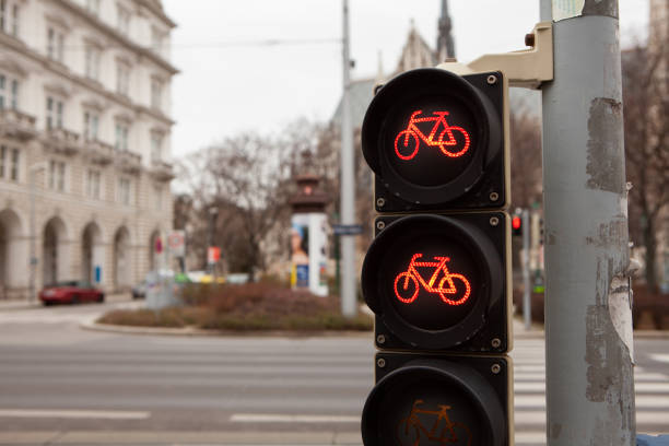 istock Red light for bicycle stock photo 1212789085