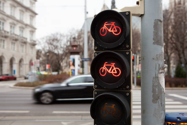 istock Red light for bicycle stock photo 1212789683