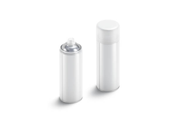 istock Blank white opened and closed spray can mock up, isolated 1212789846