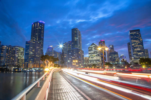 istock Brickell, Miami's financial centre at night with illuminated skyscrapers and passing traffic 1212790030