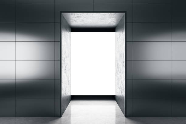 istock Gallery interior with blank window and concrete floor. 1212790470