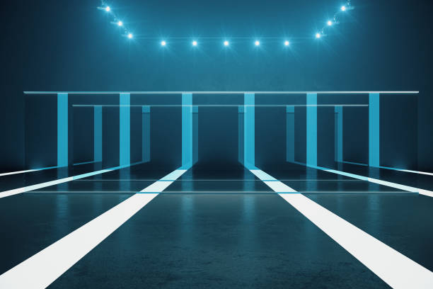 istock Minimalist blue futuristic gallery 1212792714