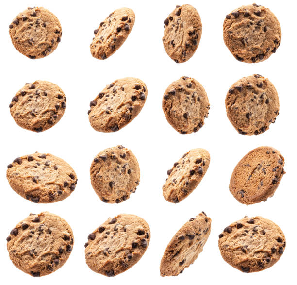 istock Collection of chocolate chip cookies on white background 1212793985