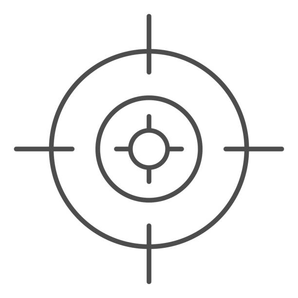 Target thin line icon. Aim focus goal, crosshair symbol, outline style pictogram on white background. Military or warfare sign for mobile concept and web design. Vector graphics. Target thin line icon. Aim focus goal, crosshair symbol, outline style pictogram on white background. Military or warfare sign for mobile concept and web design. Vector graphics bang icon stock illustrations