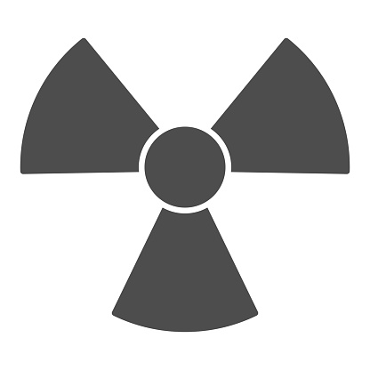 Radiation solid icon. Toxic or nuclear, danger energy symbol, glyph style pictogram on white background. Military sign for mobile concept and web design. Vector graphics