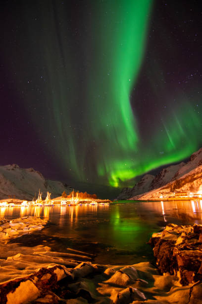 An aurora borealis, sometimes referred to as polar lights or northern lights, is a natural light display in the Earth's sky, predominantly seen in the high-latitude regions.
