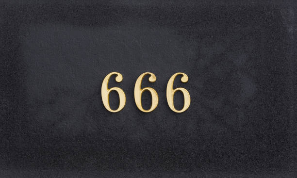 istock number 666 on black asphalt 1212799884