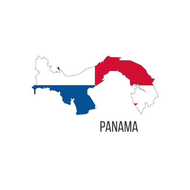 ilustrações, clipart, desenhos animados e ícones de mapa da bandeira do panamá. a bandeira do país em forma de fronteiras. ilustração vetorial de estoque isolada em fundo branco. - panama map flag patriotism