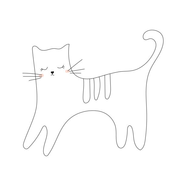 istock Cute kitty. Minimalist cat in hand drawn style, minimalist line drawing - vector 1212804389