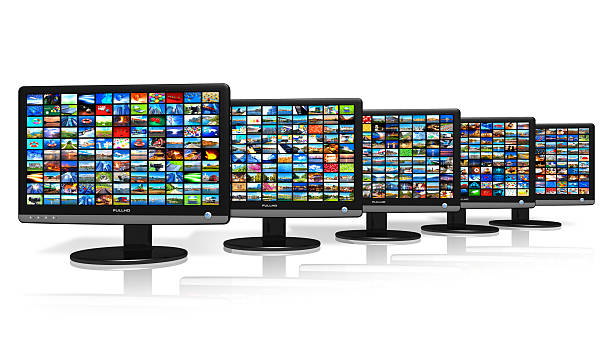 istock Row of LCD displays with picture galleries 121280508