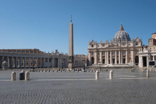St Peter's square in Rome without people and tourists on a sunny day stock photo