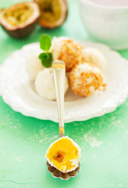 istock Homemade sweets Truffle with mango and passion fruit. 1212807125