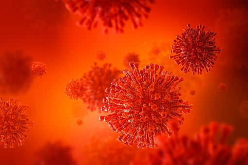 3D illustration of virus / coronavirus close-up.