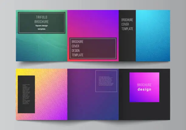Vector illustration of The minimal vector editable layout of square format covers design templates for trifold brochure, flyer, magazine. Abstract geometric pattern with colorful gradient business background.