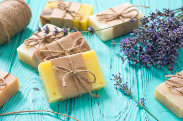 istock Handmade natural soap with lavander 1212816477