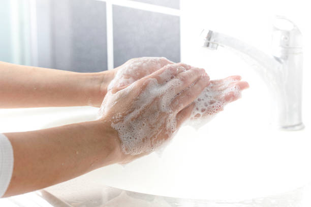 istock Washing hands. daily personal care against viruses, bacteria, microbes. 1212817515