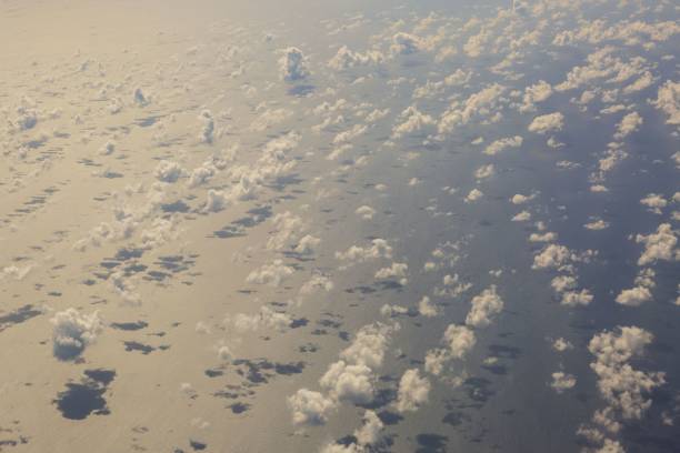 istock Aerial view beautiful white clouds in blue sky. Nice background. 1212818567