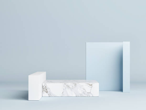 istock Mock up winner podium, geometric composition for product presentation, blue background 1212820865