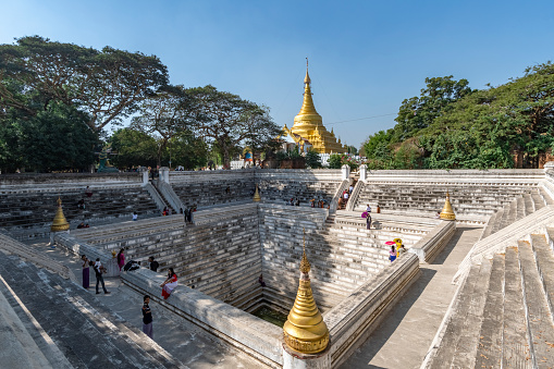 Devotional pool at Maha Sandar Mahi Pagoda, Amarapura, Mandalay Region, Myanmar